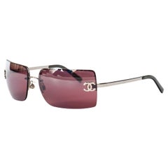 Vintage Chanel Crystal CC Rimless Sunglasses Pink/Red