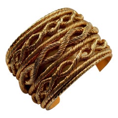 Vintage Chanel Cuff Bracelet, 1980s, 24 Karat Gold Plated, 1986 Collection