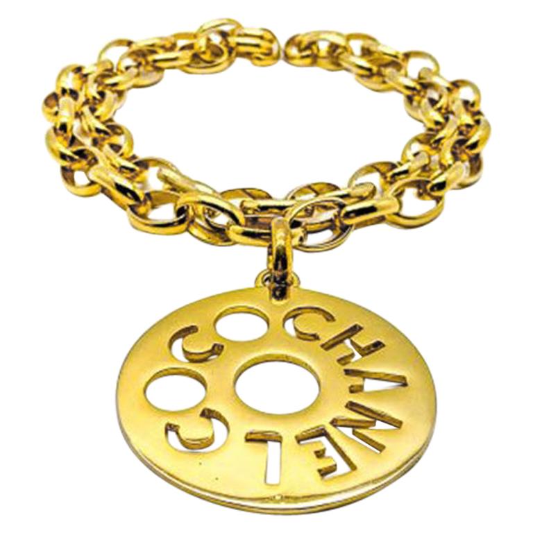 A spectacular piece of Chanel heritage jewellery. A Vintage Chanel Coco Chanel cut out necklace of the boldest proportions. An iconic early '80s Chanel catwalk find. Crafted in high quality gold plated metal. A large medallion pendant with the