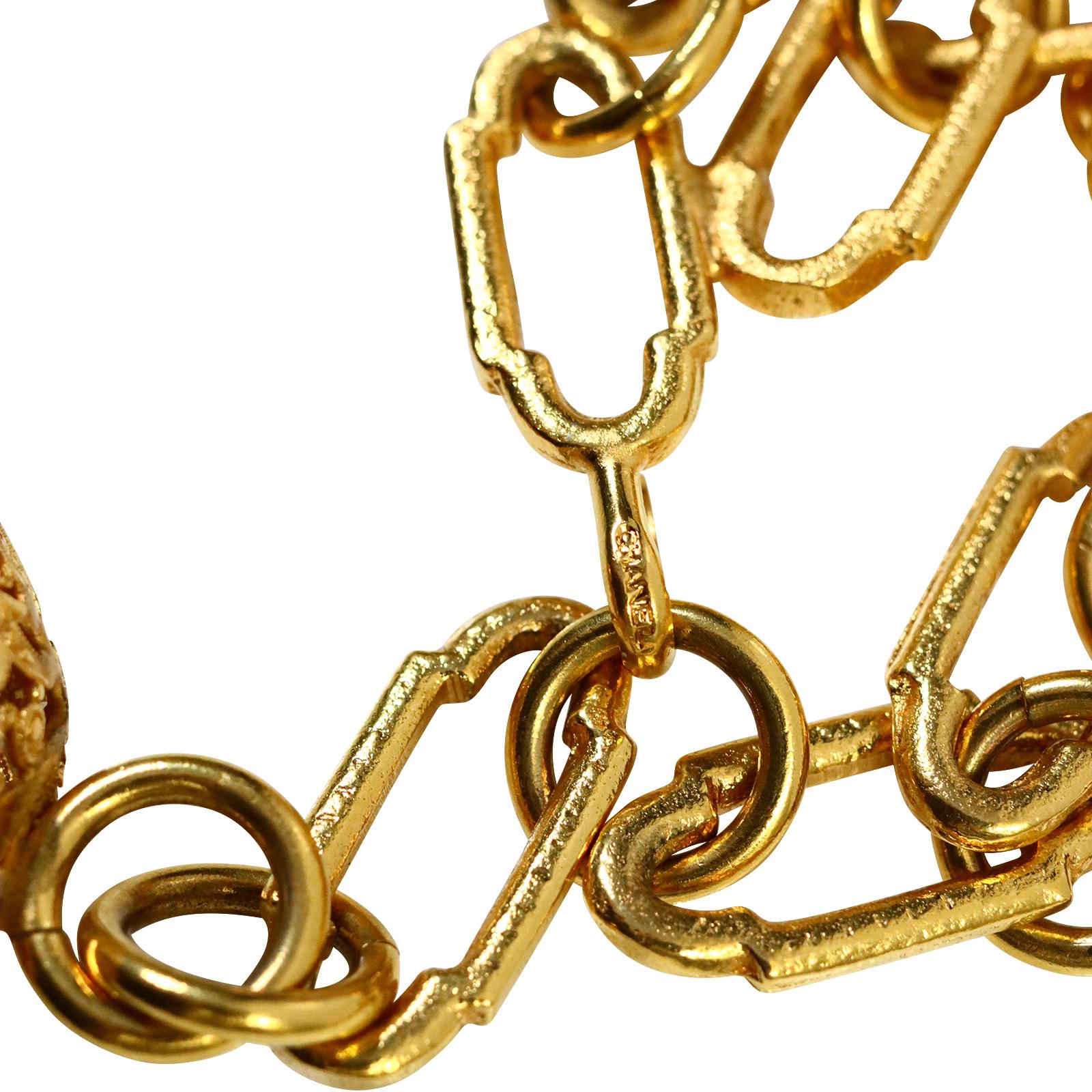 Vintage Chanel Dangling Byzantine Gold Belt For Sale 6