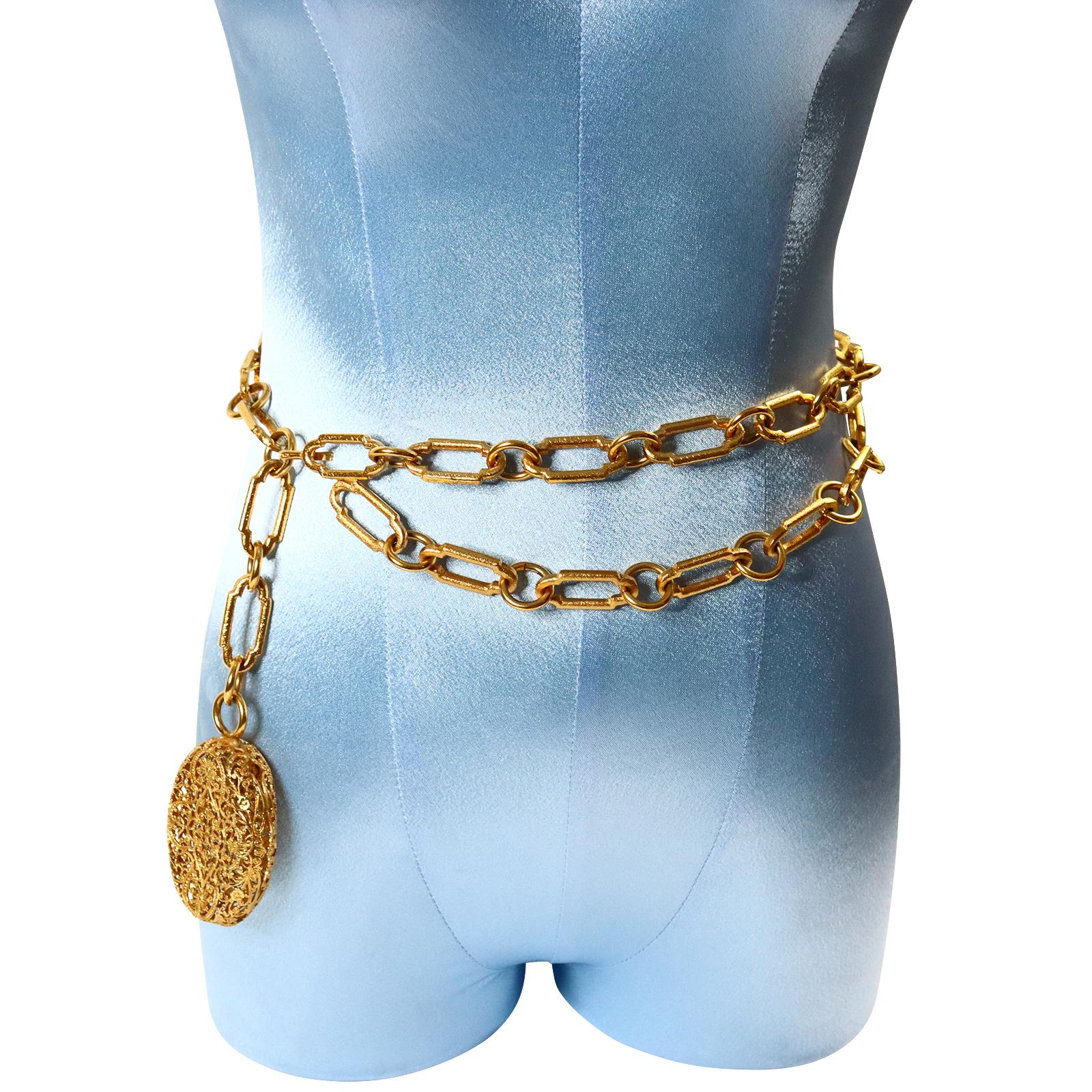Artist Vintage Chanel Dangling Byzantine Gold Belt For Sale