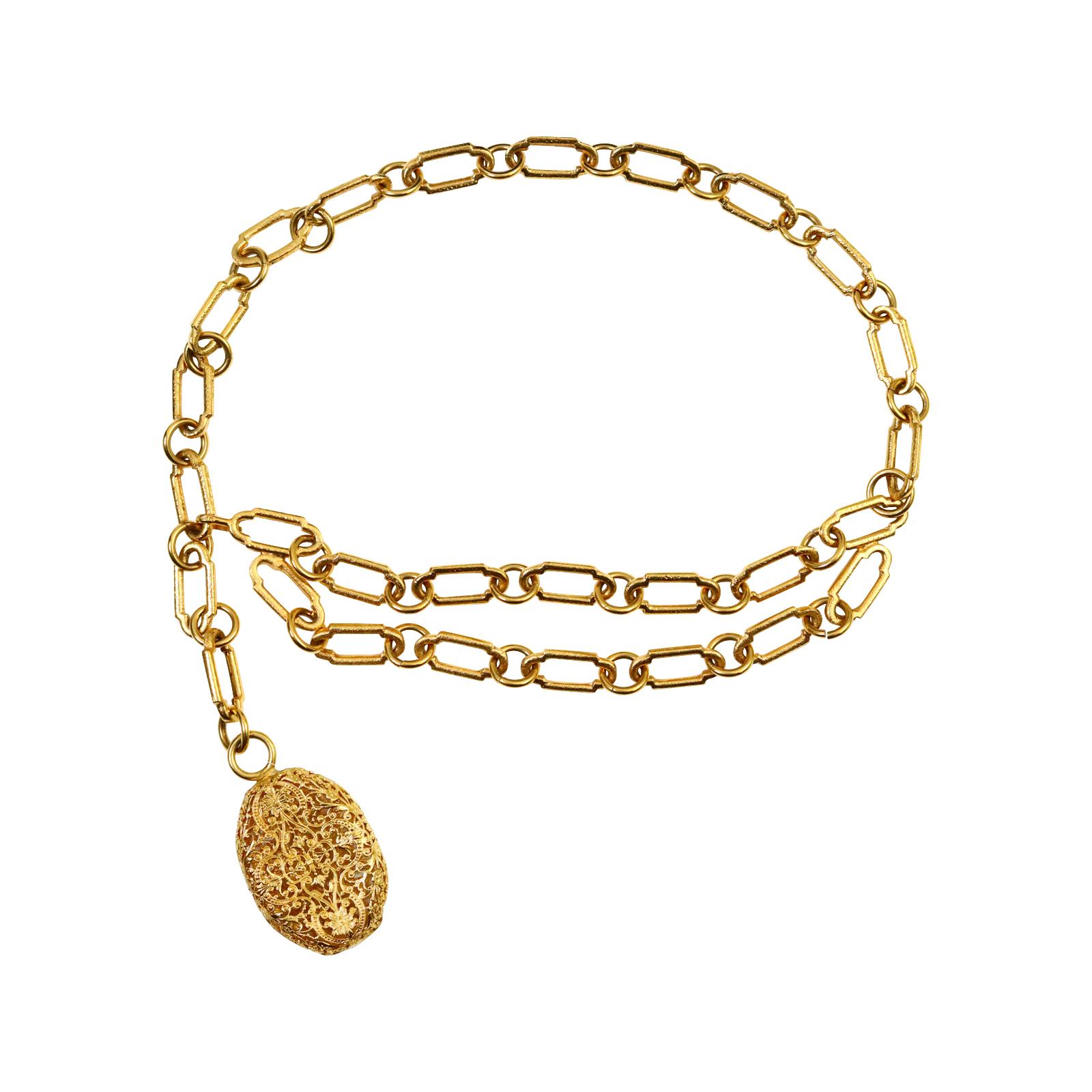 Vintage Chanel Dangling Byzantine Gold Belt For Sale 2