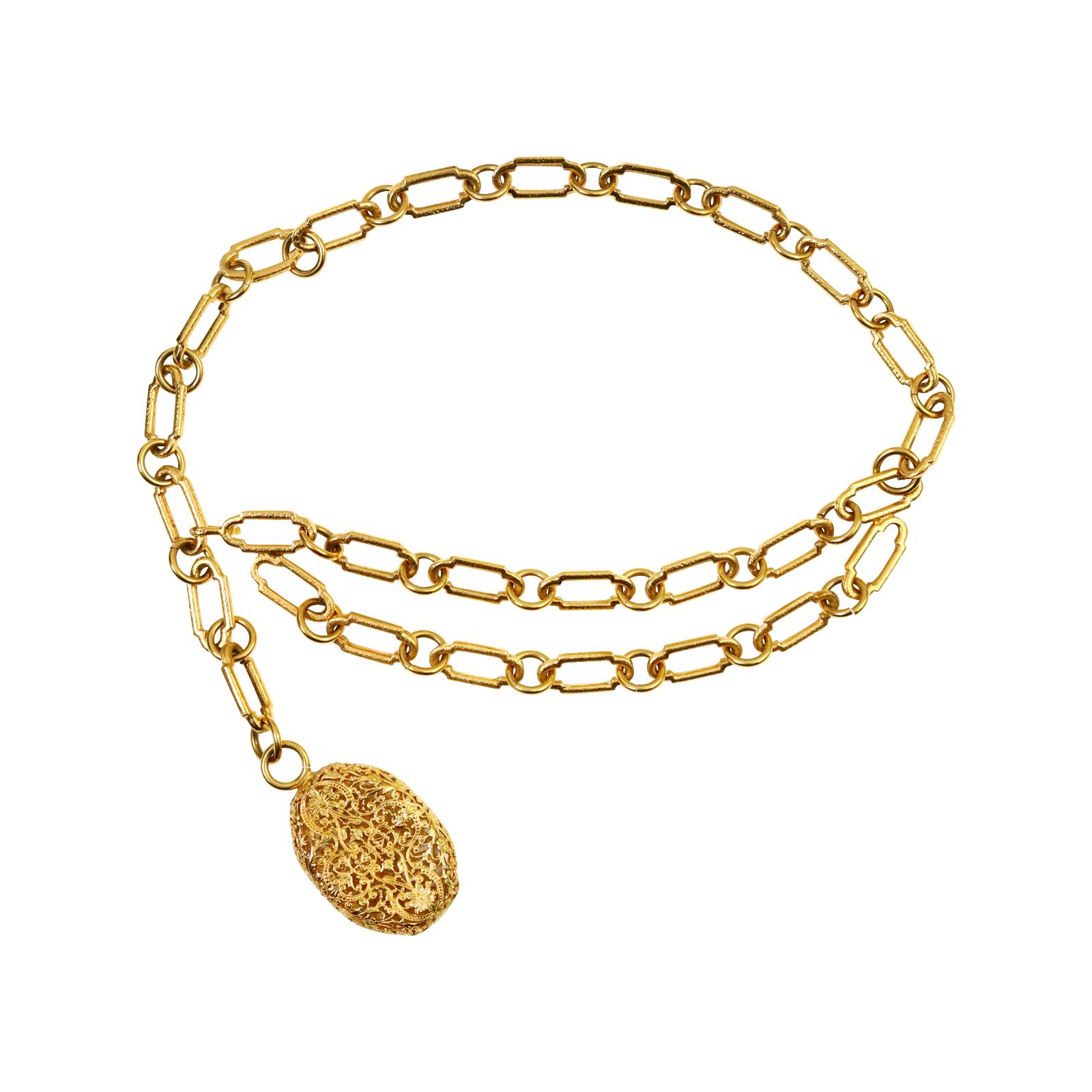 Vintage Chanel Dangling Byzantine Gold Belt For Sale 3