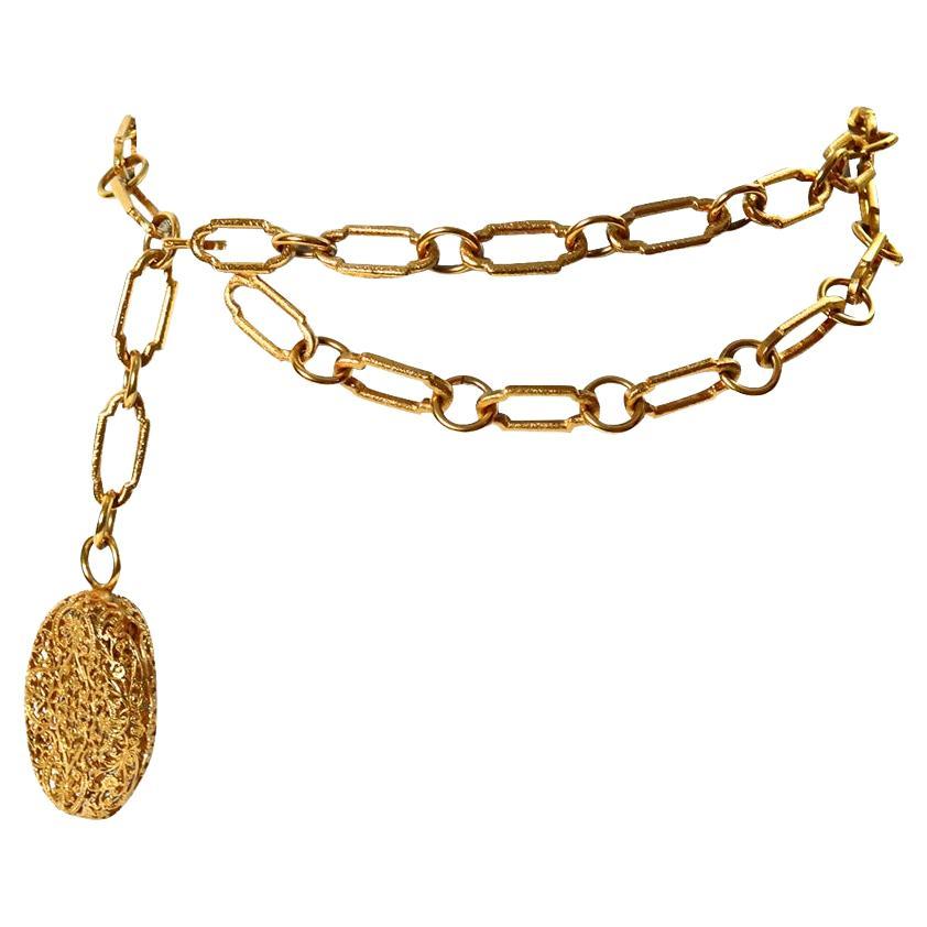 Vintage Chanel Dangling Byzantine Gold Belt For Sale