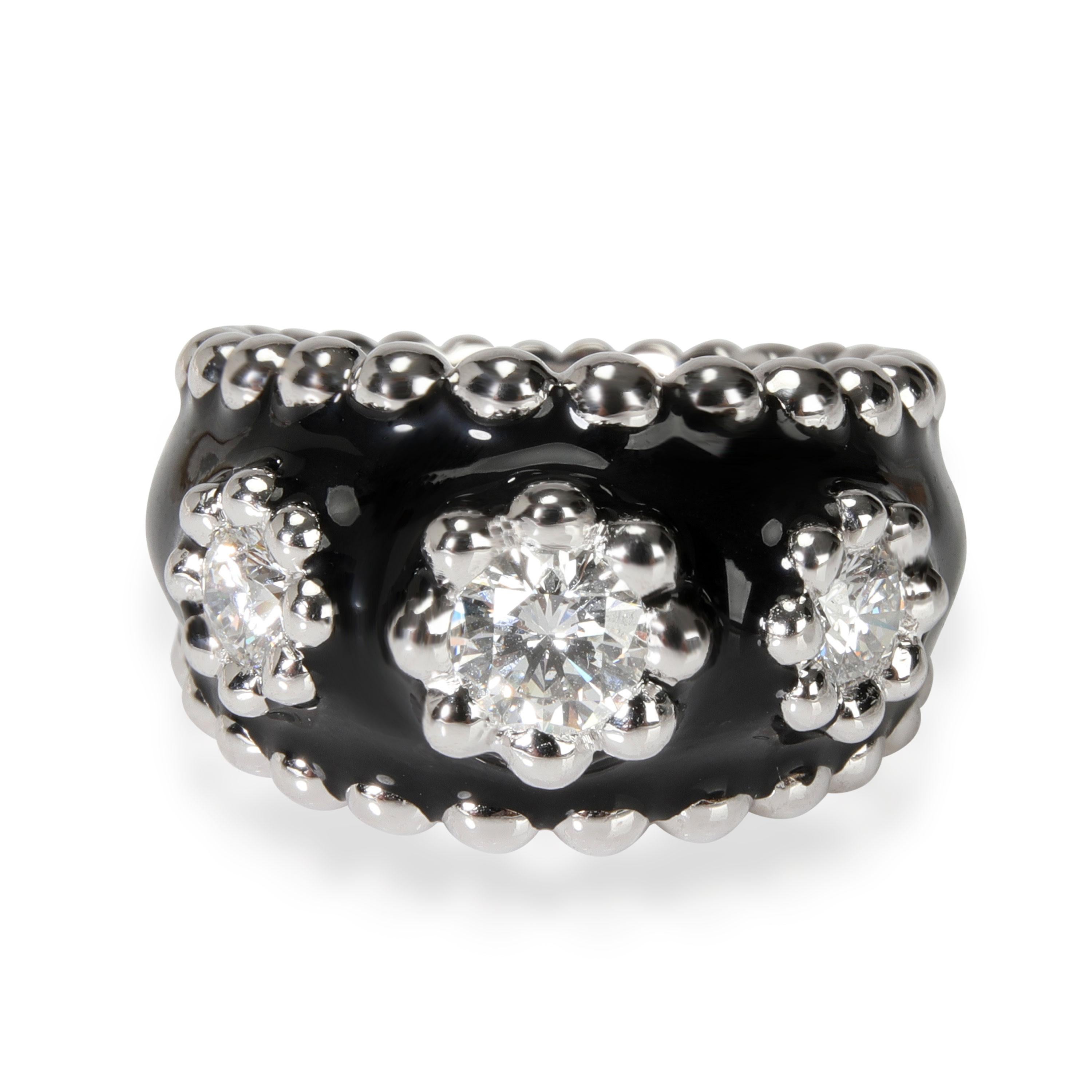 Vintage Chanel Diamant & Emaille Ring in 18kt Weißgold 0,9 CTW Damen im Angebot
