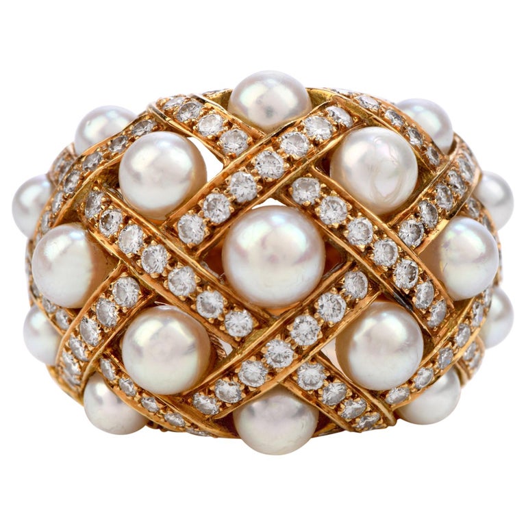Chanel Matelasse Pearl Ring - For Sale on 1stDibs