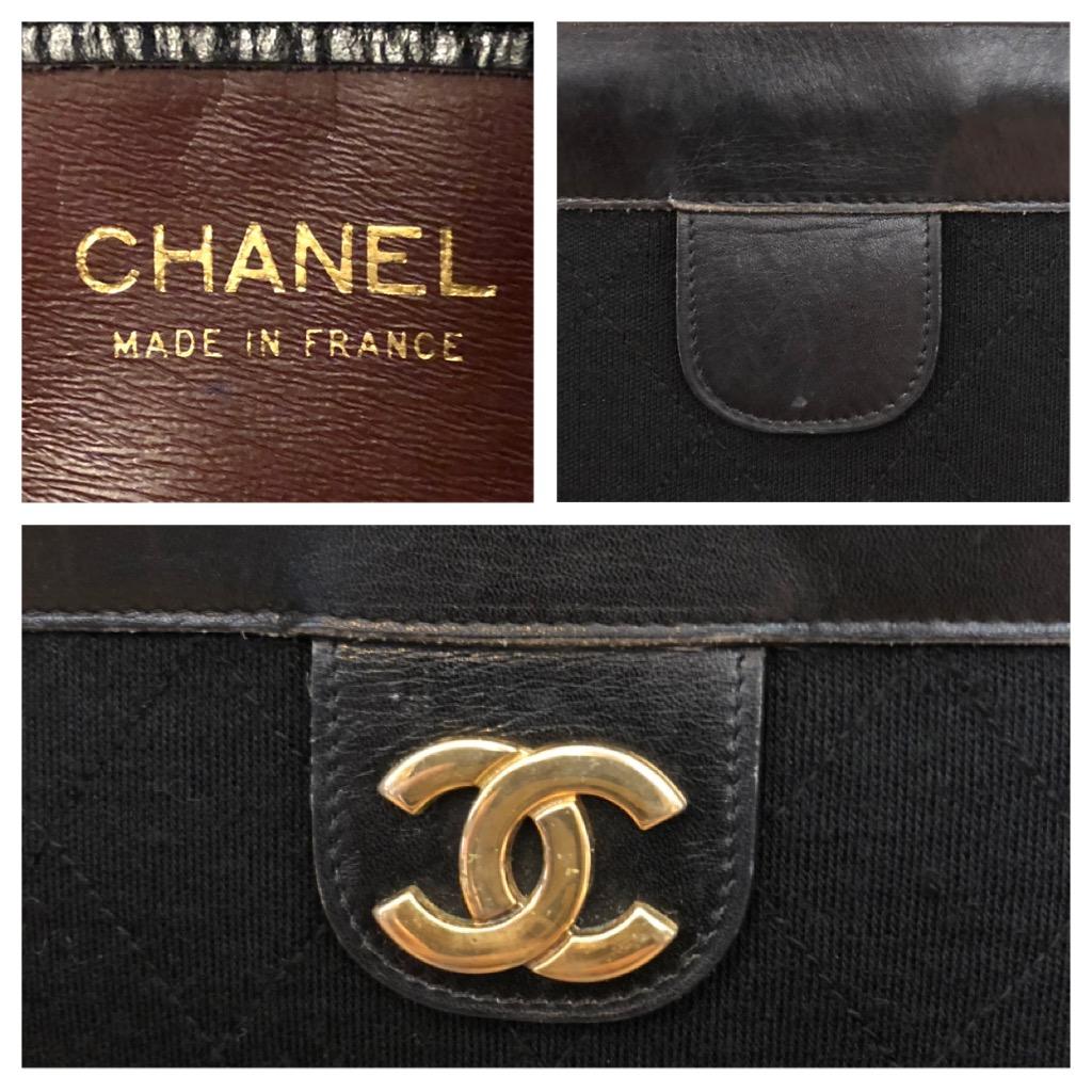 Vintage CHANEL Diamond Quilted Jersey Clutch Bag Black Large For Sale 4