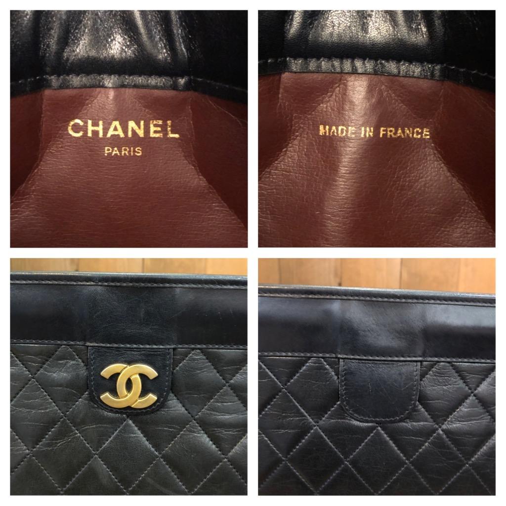 Women's or Men's Vintage CHANEL Two-Toned Diamond Quilted Lambskin Leather Clutch Bag Large