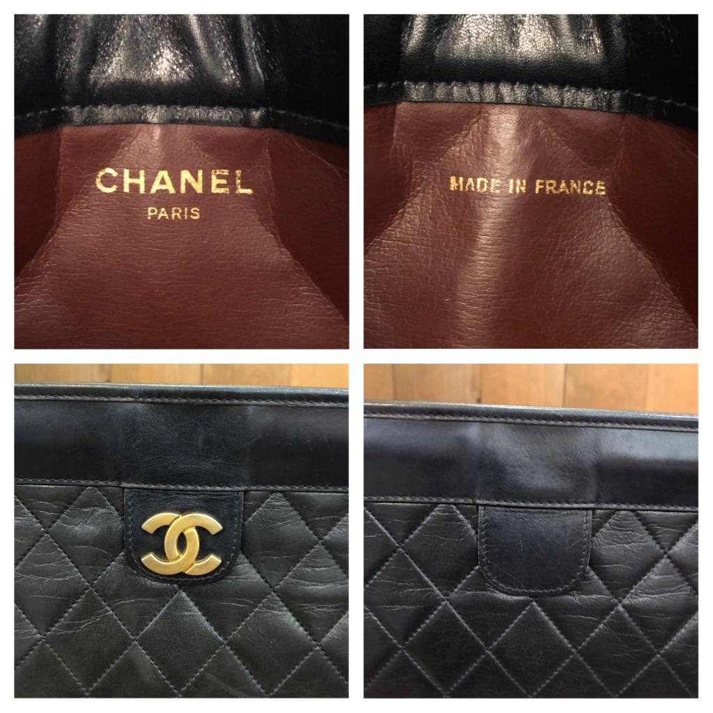  Vintage CHANEL Two-Toned Diamond Quilted Lambskin Leather Clutch Bag Large (pochette en cuir d'agneau matelassé bicolore) Unisexe 