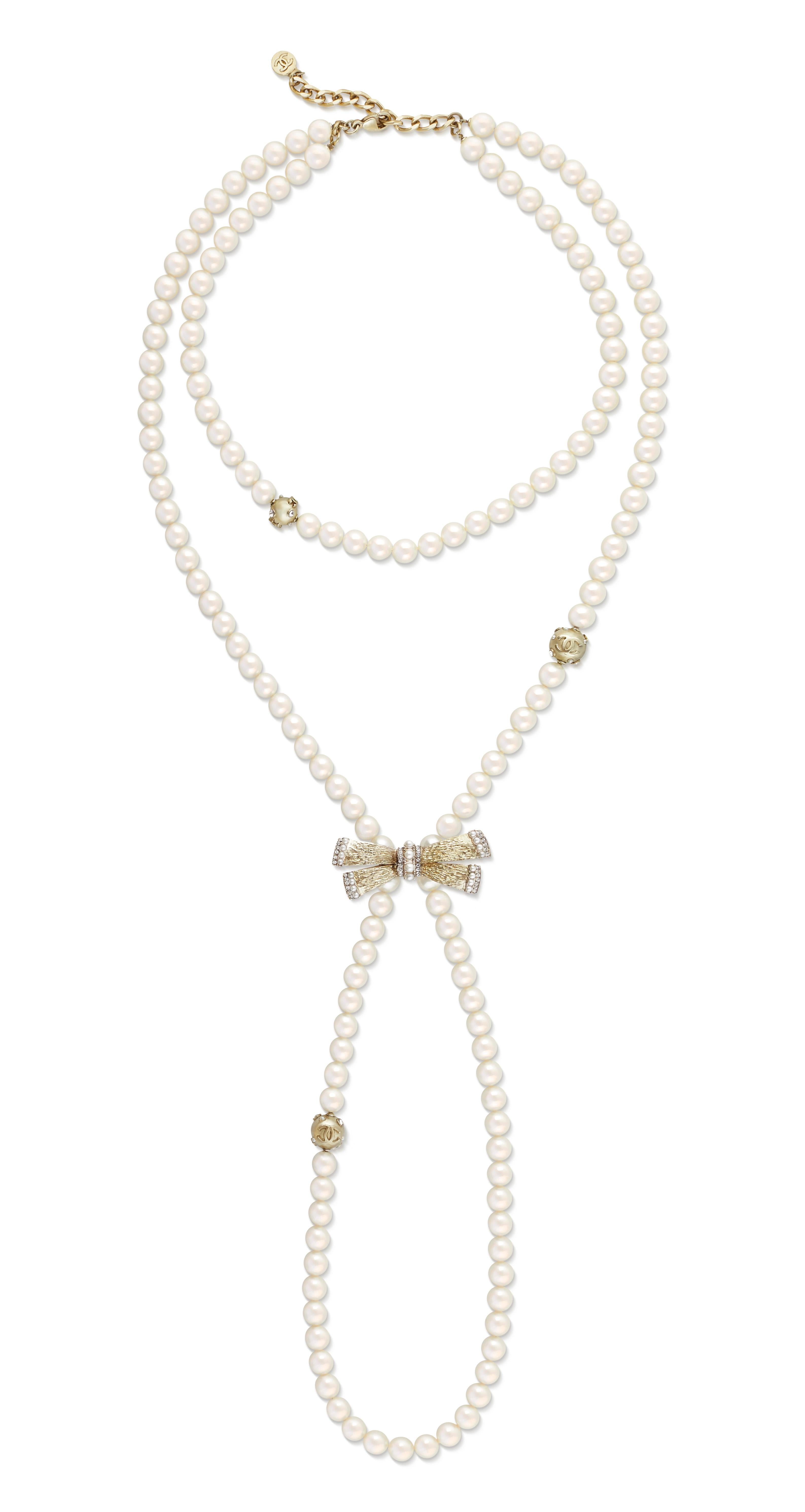 chanel double strand pearl necklace