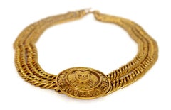Vintage CHANEL Eagle Medallion Double Chain Necklace