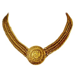 Vintage CHANEL Eagle Medallion Double Chain Necklace