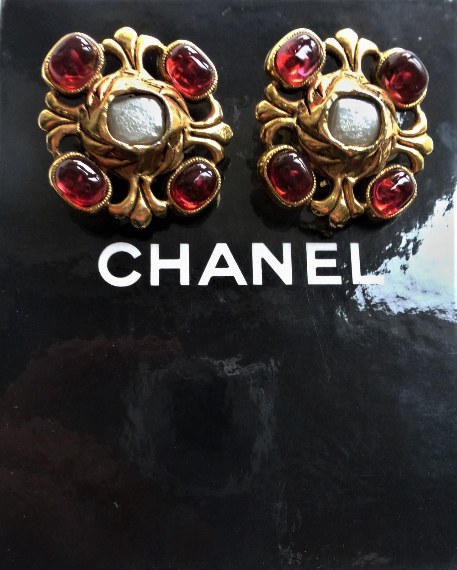 Artisan Vintage Chanel Clip-on Earring, by House of Gripoix gold plated 1985