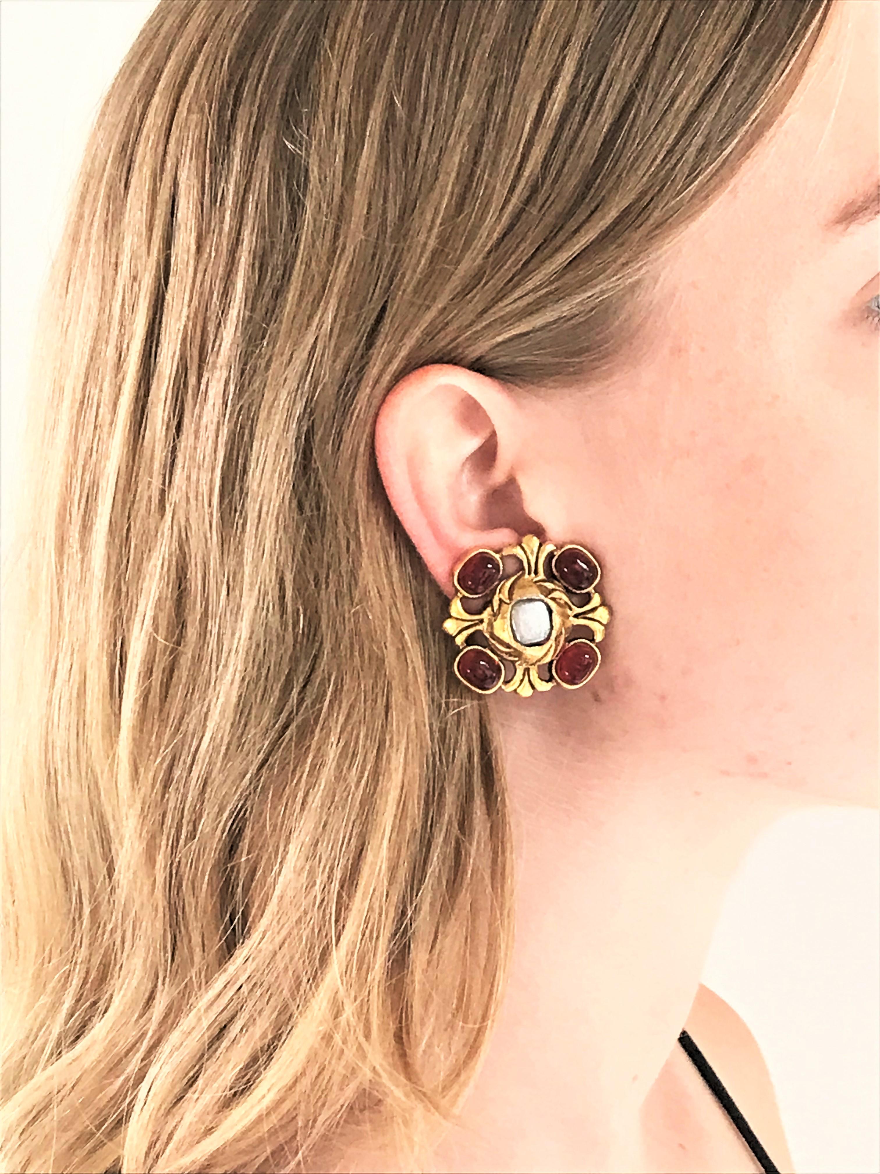 classic chanel earrings on ear