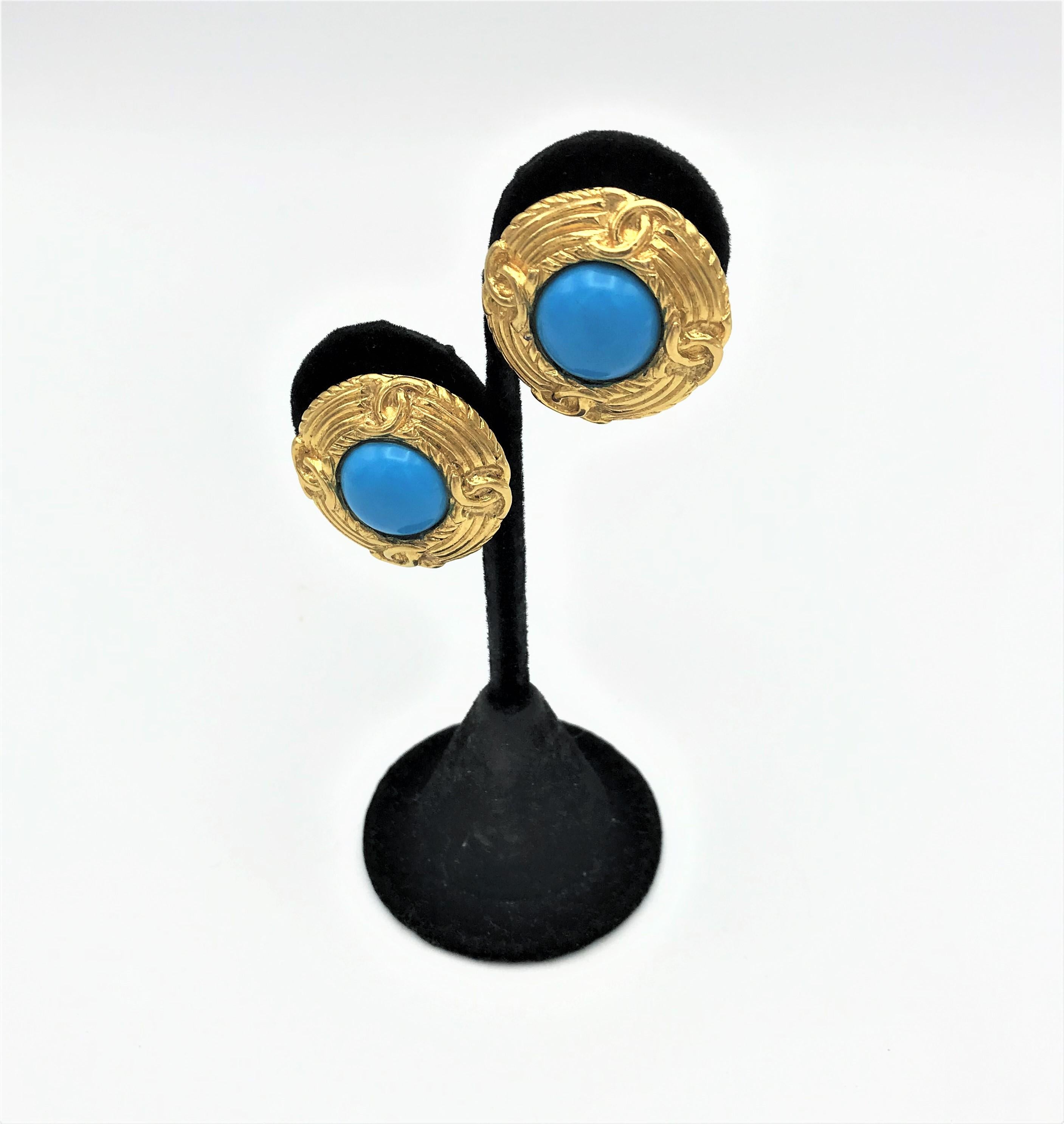 chanel turquoise earrings