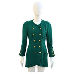 Veste croisée Chanel en tweed vert émeraude, A/H 1990 par Karl