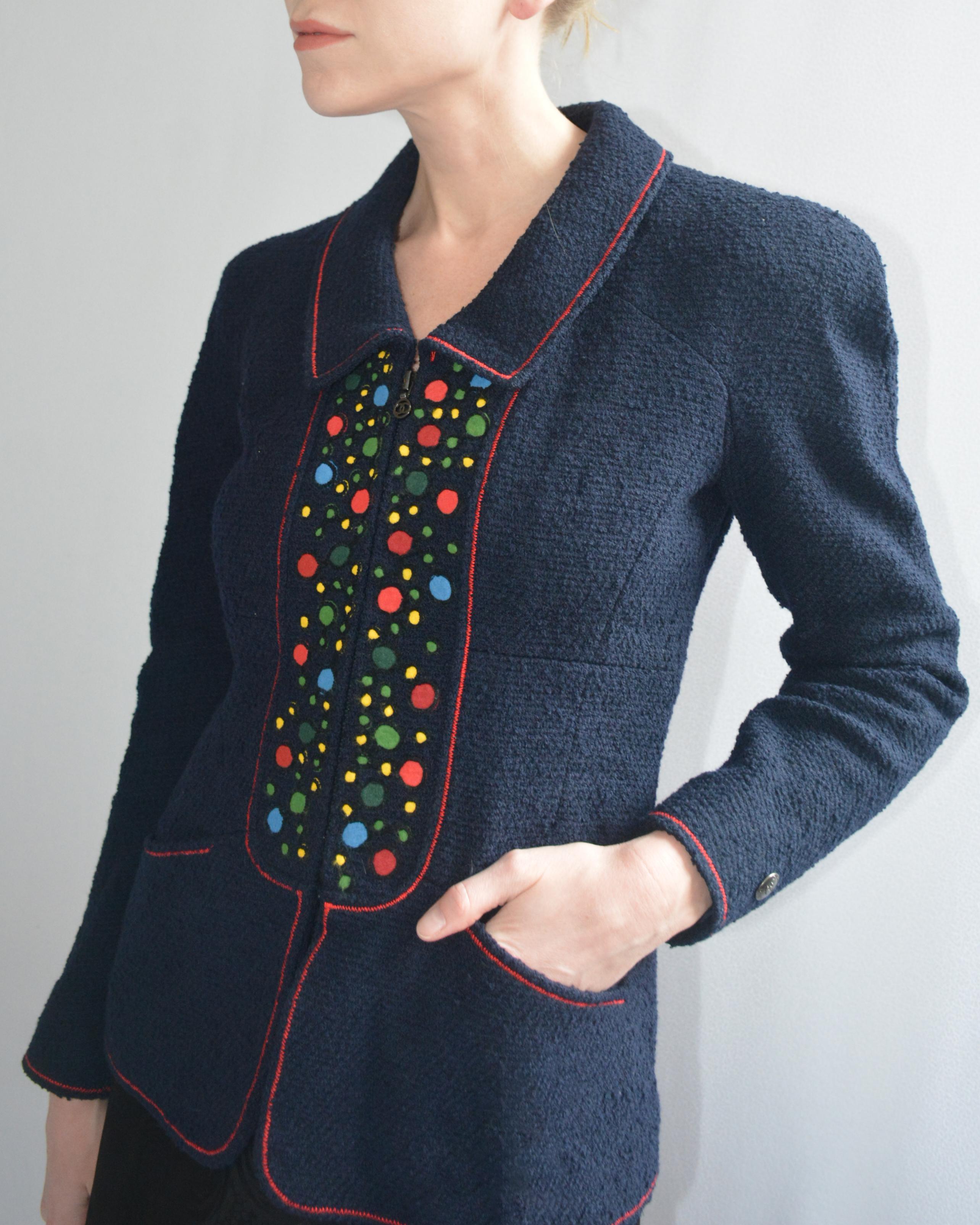 Vintage Chanel Autunno 1997: Giacca Bouclé ricamata in passerella In condizioni ottime in vendita a New York, NY