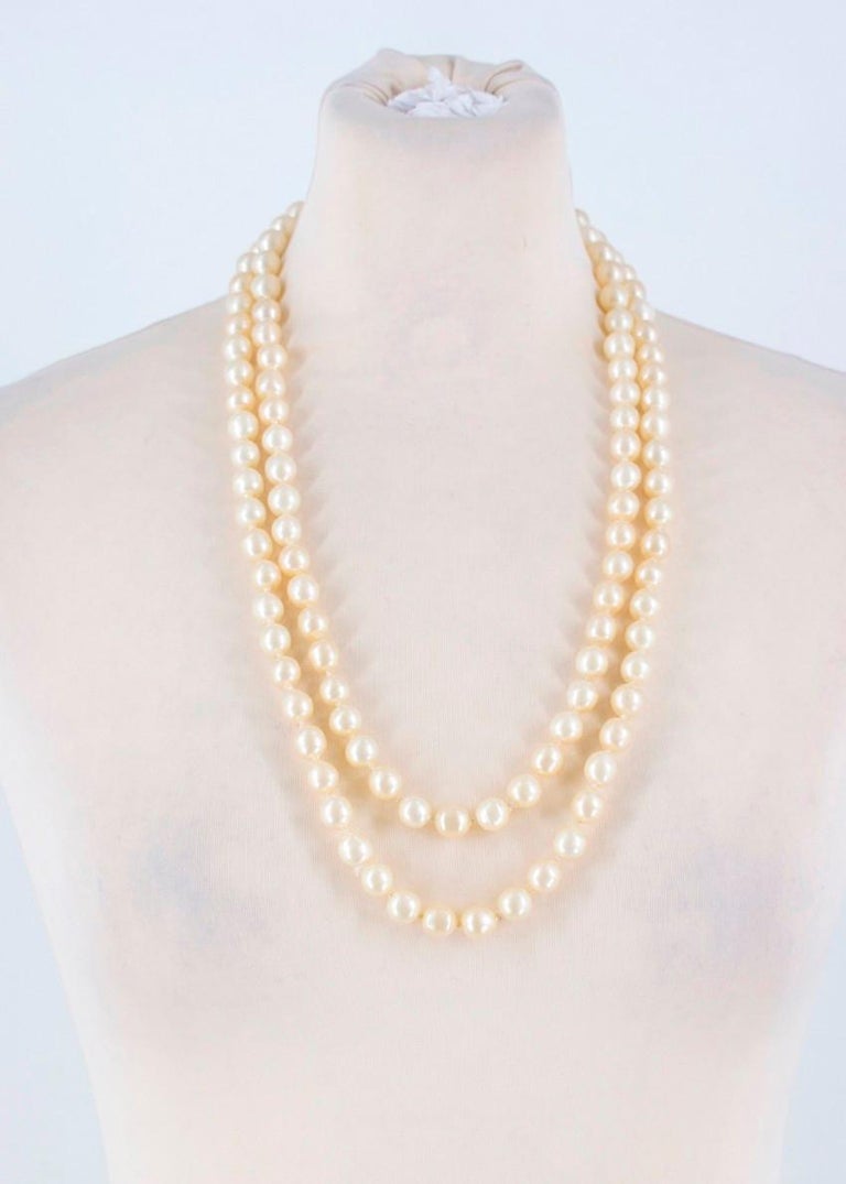 Vintage Chanel Faux Ivory Pearl Necklace at 1stDibs | chanel faux pearl ...