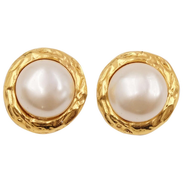 Vintage Chanel Faux Pearl Earrings 1980s at 1stDibs | vintage chanel ...