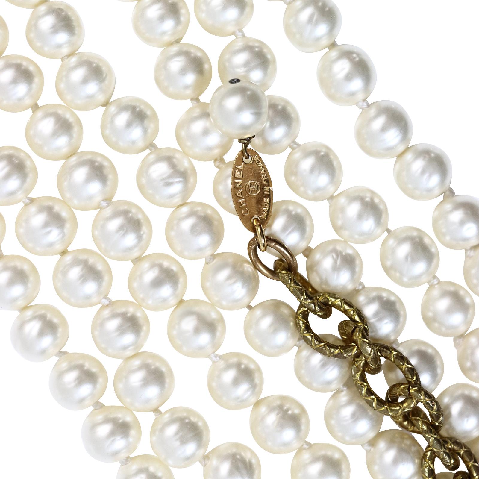 Chanel Collier ras du cou vintage en or et fausses perles, c. 1980 6