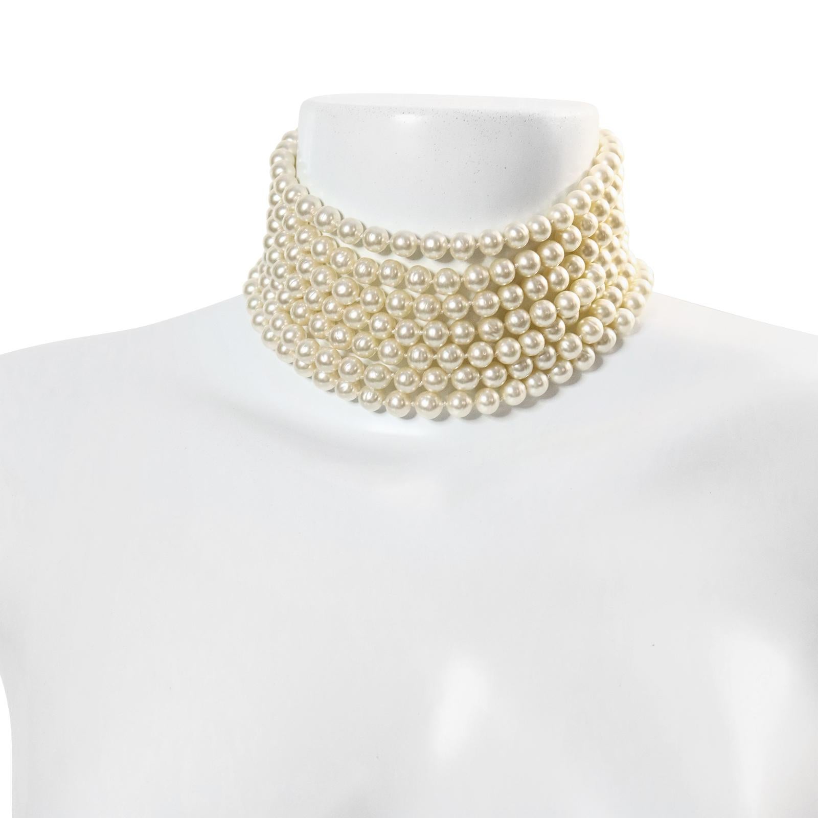 Chanel Collier ras du cou vintage en or et fausses perles, c. 1980 1