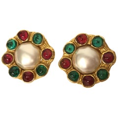 Vintage CHANEL Faux Pearl & Gripoix Earrings
