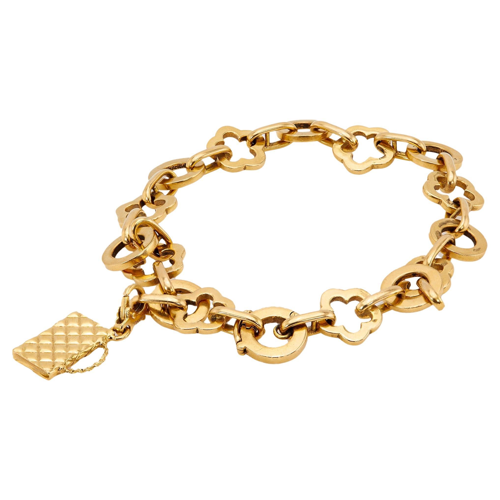Vintage Chanel Flower Link 18k Yellow Gold “Profil de Camelia” Bracelet and Purs