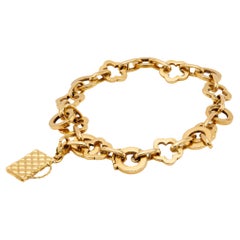 Vintage Chanel Flower Link 18k Gelbgold Profil de Camelia Armband und Lippenstifte mit Blumenmuster