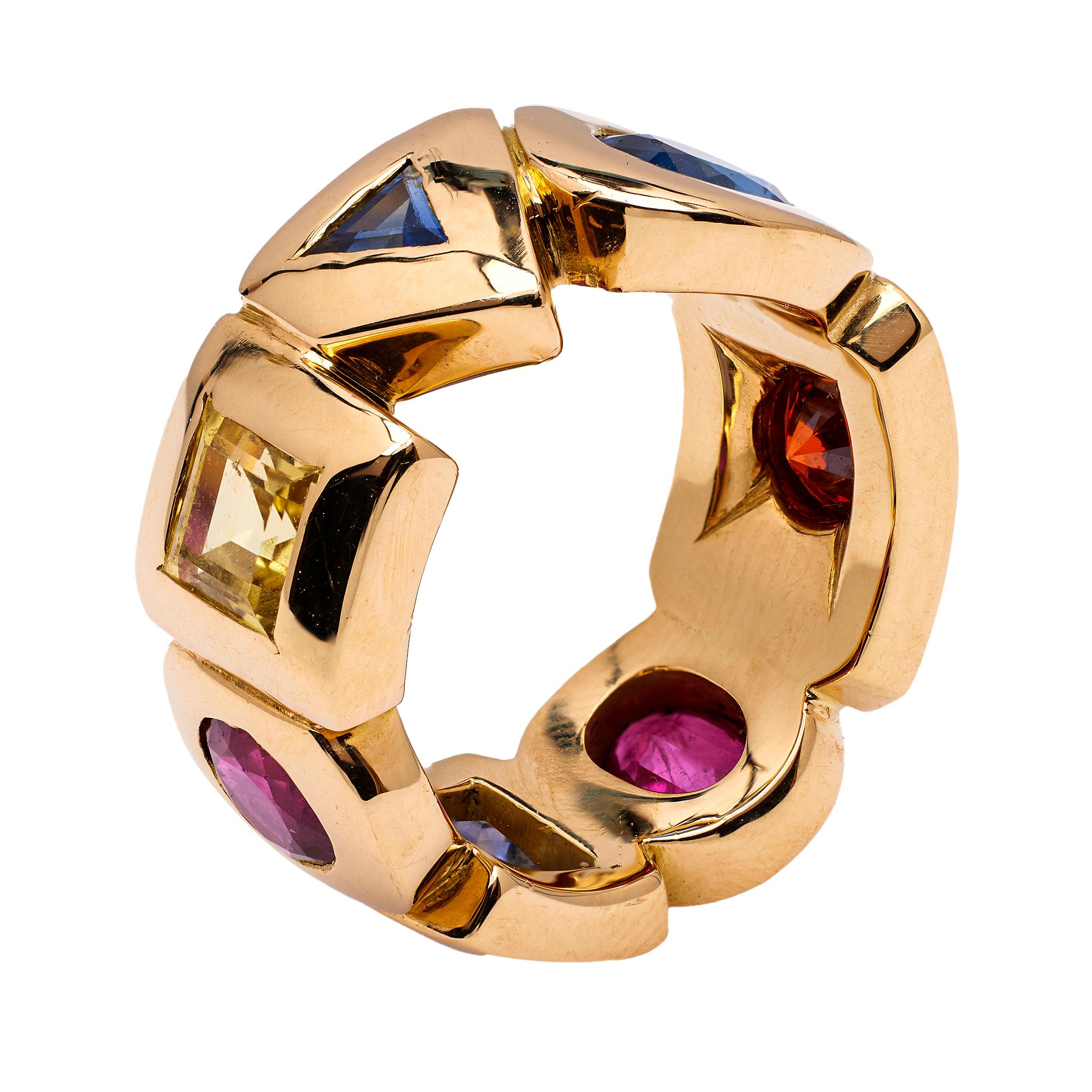 Mixed Cut Vintage Chanel Gemstone 18k Yellow Gold Ring For Sale