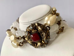 Vintage Chanel Gilt Multi Strand Pearl Torsade Statement Necklace