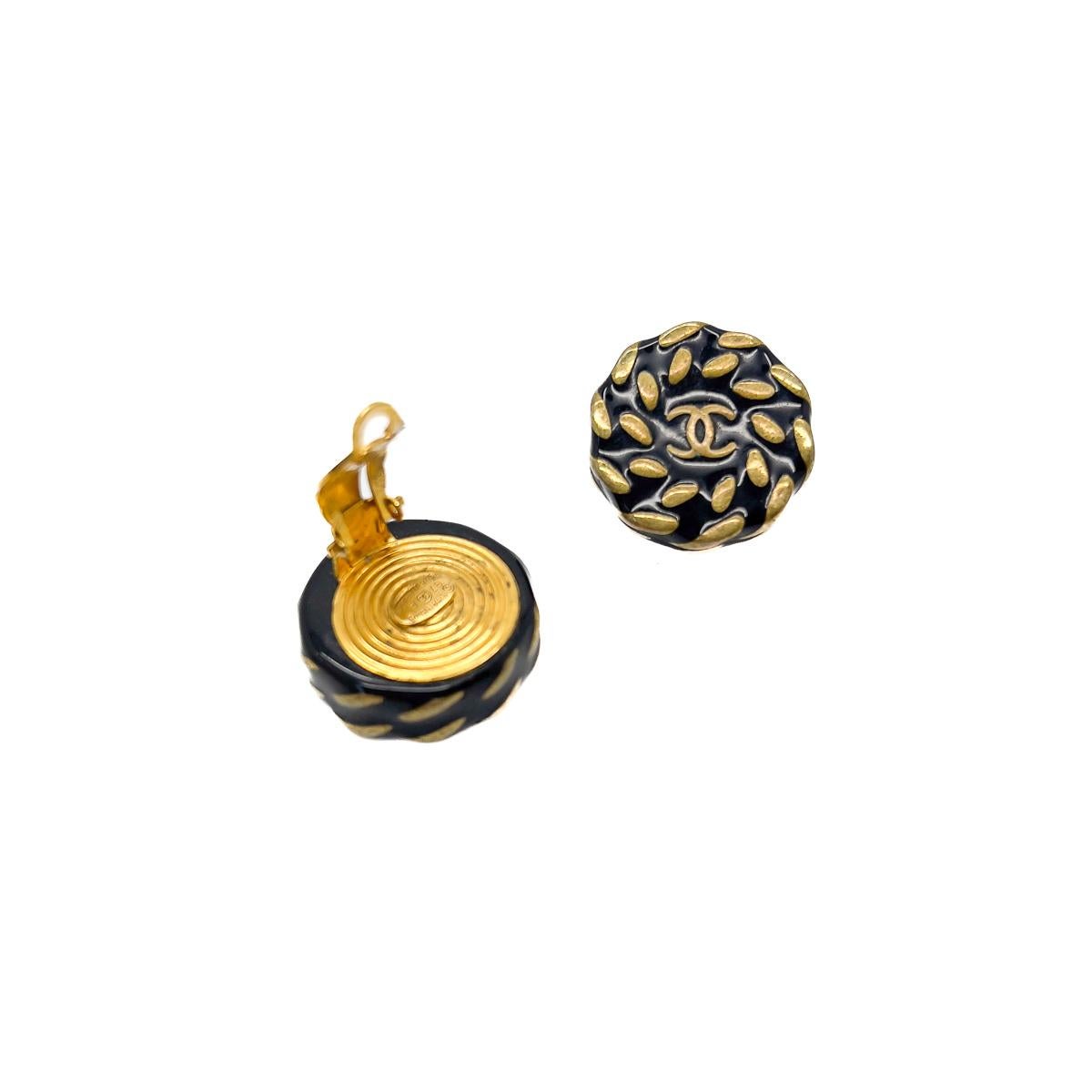 Vintage Chanel Glass Nautical Design Logo Earrings 1997 In Good Condition For Sale In Wilmslow, GB