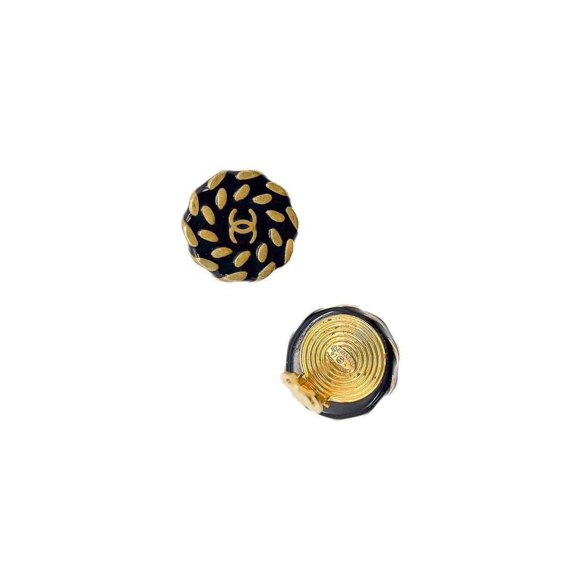Women's Vintage Chanel Glass Nautical Design Logo Earrings 1997 For Sale