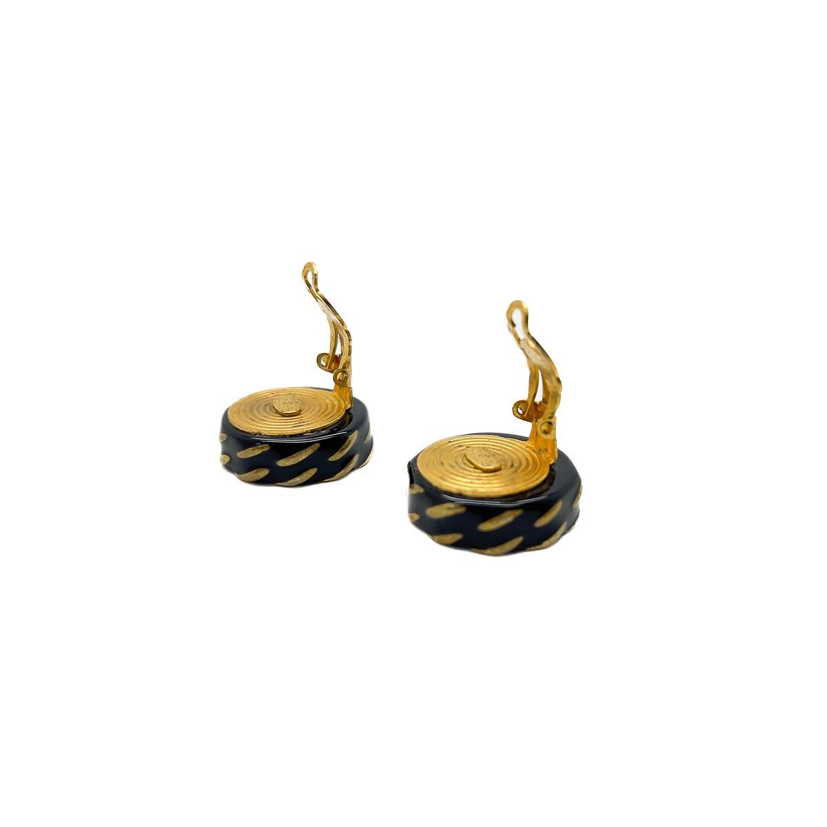 Vintage Chanel Glass Nautical Design Logo Earrings 1997 For Sale 1