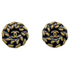 Vintage Chanel Glass Nautical Design Logo Earrings 1997