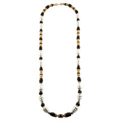 Retro Chanel Glass Pearl and Strass Black&White Necklace, 1985