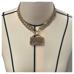 Vintage Chanel Gold Bag Charm Choker