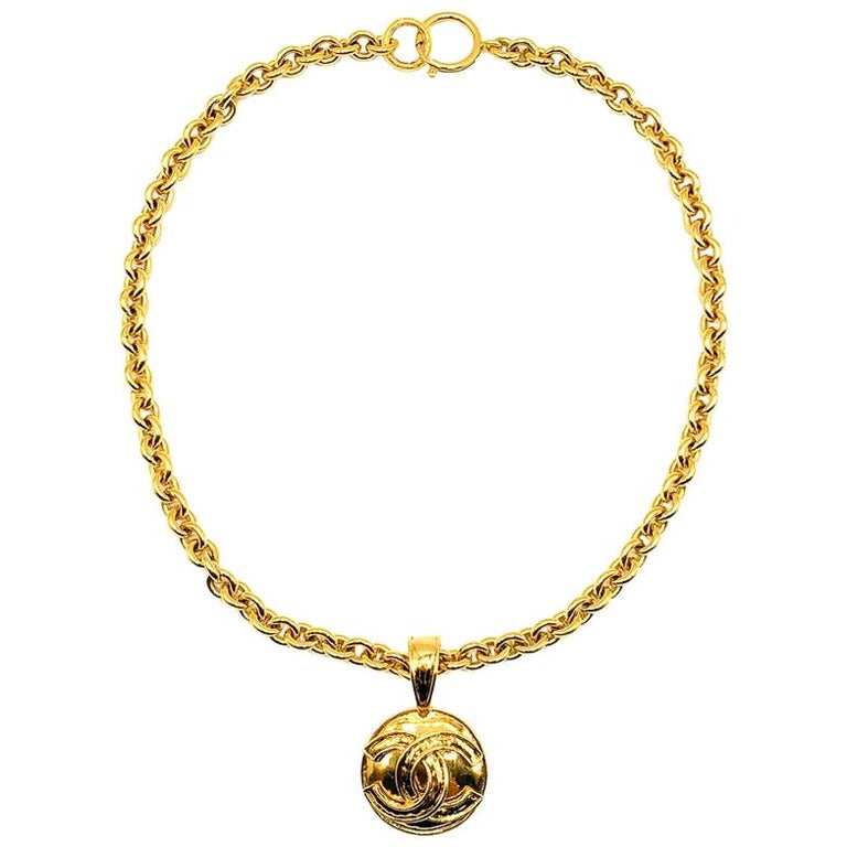 Vintage Chanel Gold Byzantine Cc Logo Chain Necklace 1994 For Sale At 1stdibs