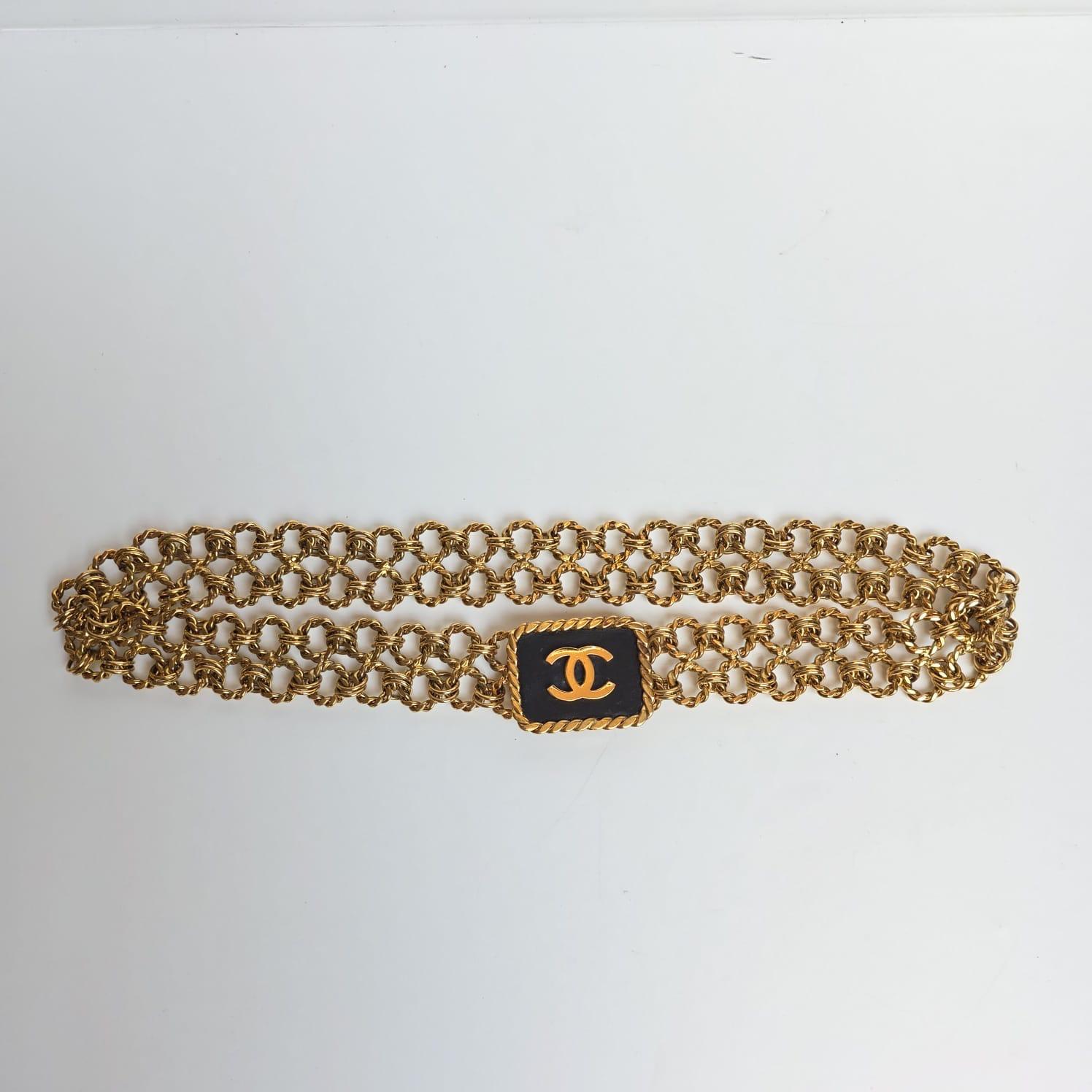 Vintage Chanel Gold CC Double Layered Chain Belt For Sale 6