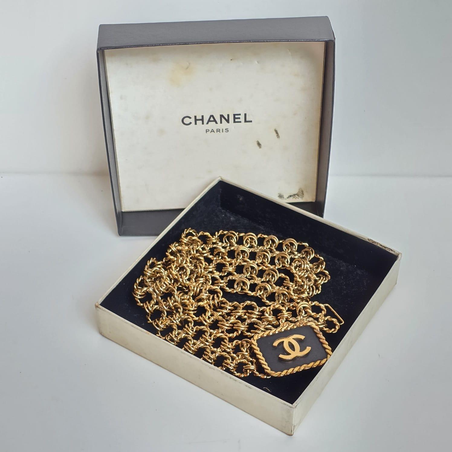 Vintage Chanel Gold CC Double Layered Chain Belt For Sale 3