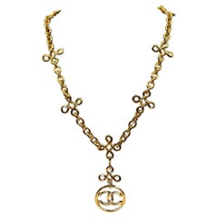 Antique CHANEL Gold CC Infinity Pendant Necklace