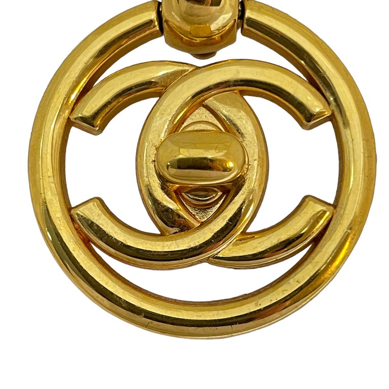 Chanel Vintage Turn-Lock Gold Logo Brooch