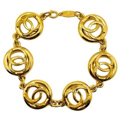 Vintage Chanel Gold Cc on Repeat Logo Bracelet 1983