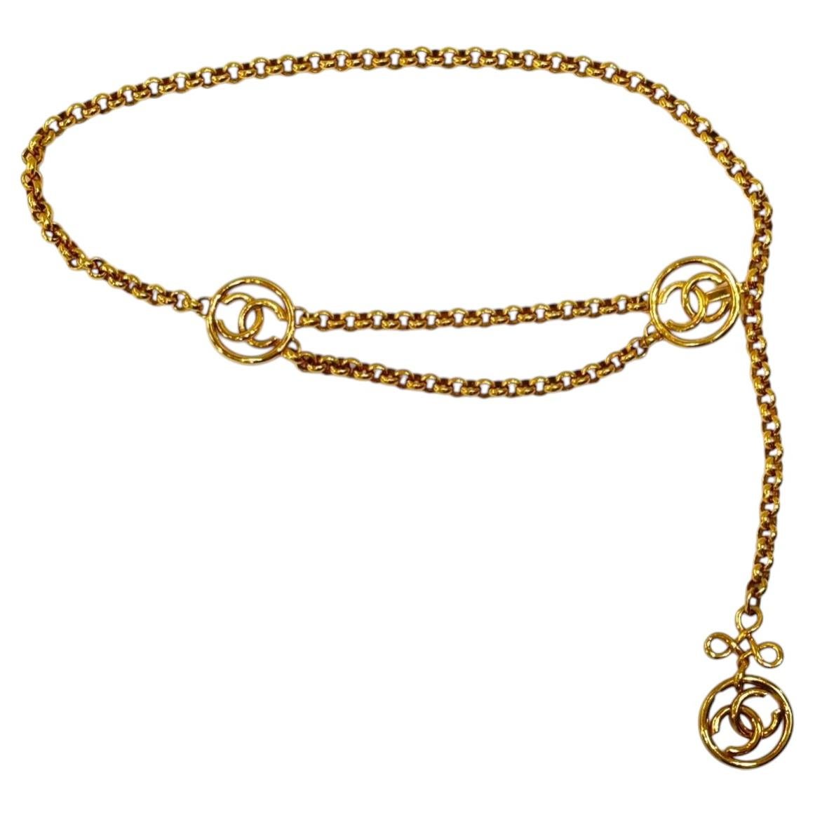 Vintage Chanel Gold CC Round Layered Chain Belt