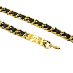 Vintage Chanel LAGERFELD Era Statement Gold Chain & Leather Logo Belt 1980s