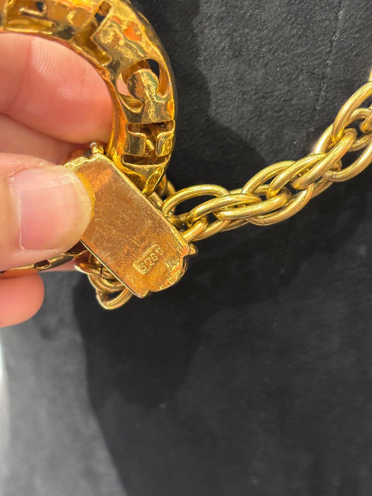 Women's Vintage Chanel Gold Hoop Pendant Long Chain Necklace For Sale