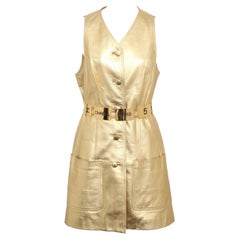 Retro Chanel Gold Leather Dress 1994