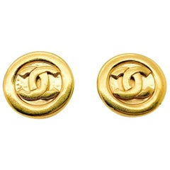 Vintage Chanel Gold Logo Earrings 1980S