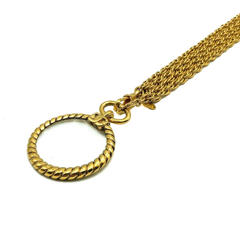 Vintage Chanel Gold Looking Glass and Chain Necklace 1980s For Sale at ...