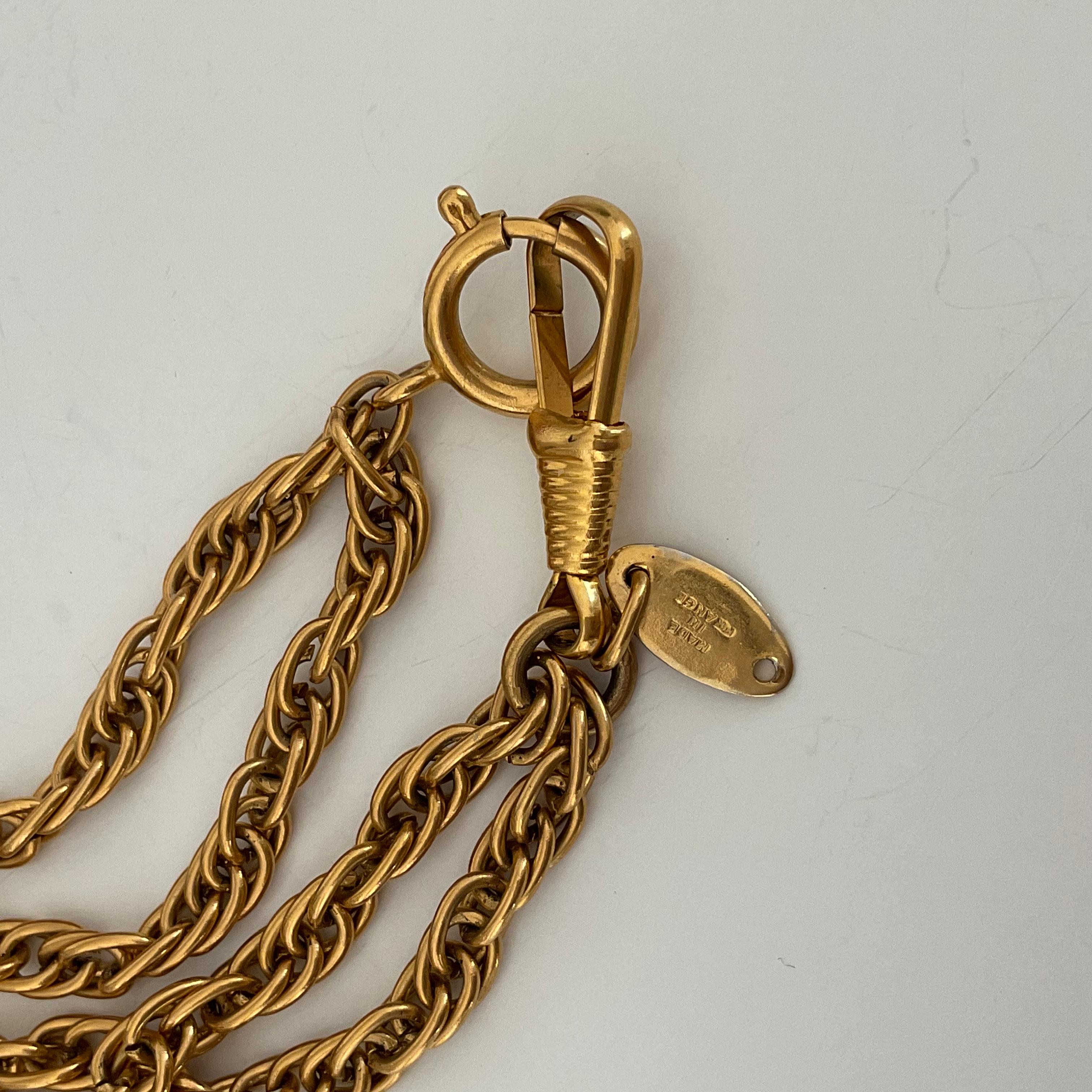 Vintage CHANEL 80er Jahre Haute Couture Vergrößerungs-Halskette aus Gold Damen im Angebot