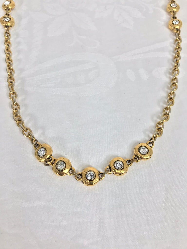 Vintage Chanel Gold Chain Necklace with Double Sided Crystal ...